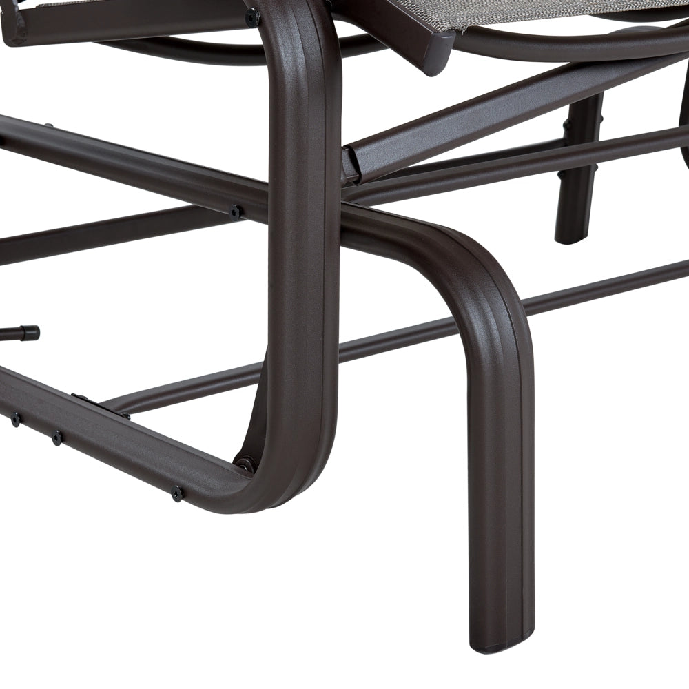 Panca a dondolo da giardino con struttura in alluminio marrone per esterni a 2 posti