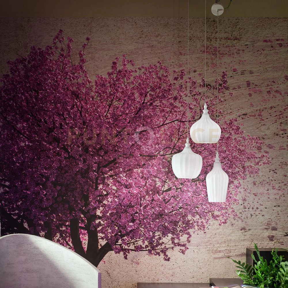 CLEOFE S/3 -LAMPADARIO A SOSPENSIONE 3 LUCI ATTACCO E27 IN VETRO COLORE BIANCO