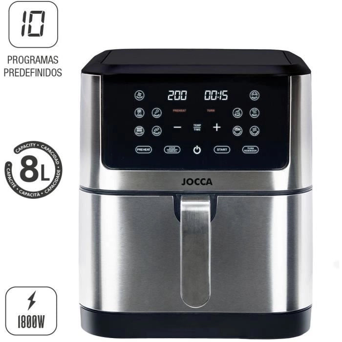 Friggitrice senza olio - JOCCA - 2193 - 8L - 1800 W - 30,3 x 38,3 x 35,1 cm - Acciaio inox