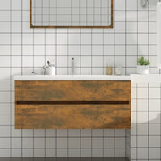 Mobile Lavabo-Armadietto da bagno Rovere Fumo 100x38,5x45 cm Legno Multistrato