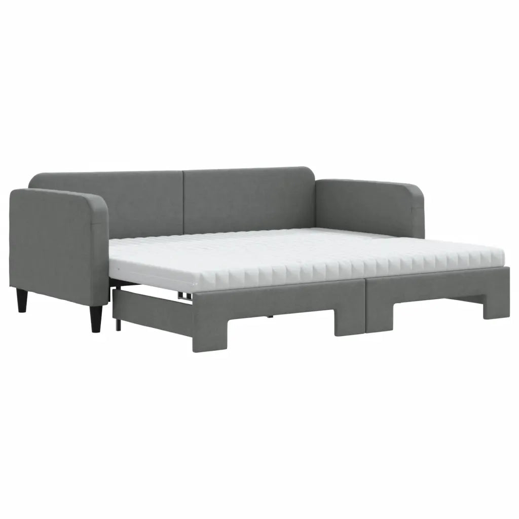 Divano Letto Estraibile Materassi Grigio Scuro 90x190cm Tessuto 3196845