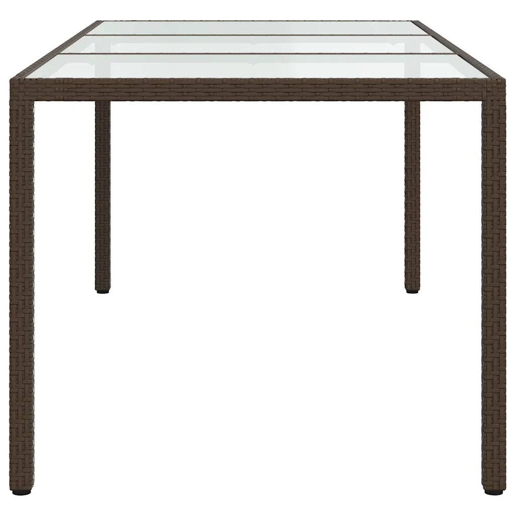 Tavolo Giardino Marrone 190x90x75cm Vetro Temperato Polyrattan 316711