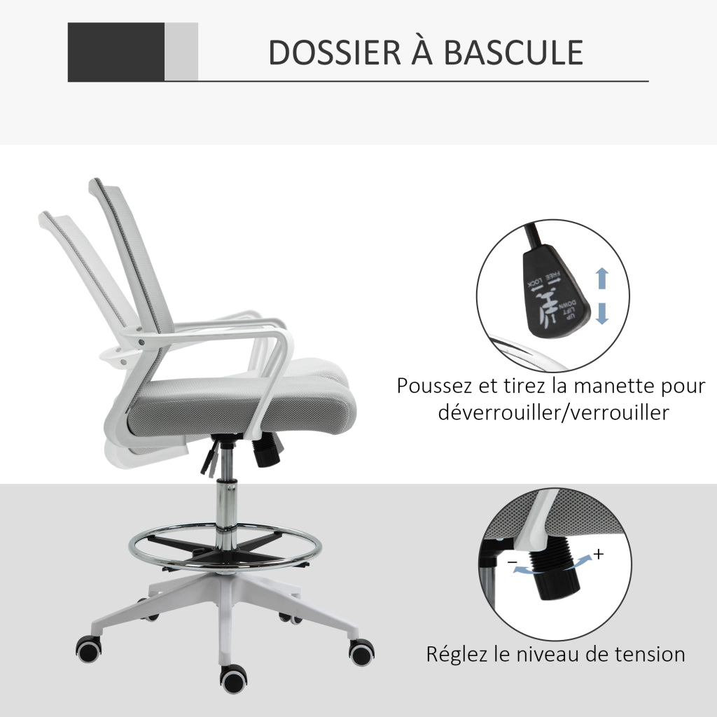 Sedia da ufficio regolabile in altezza ¨C Minimal ¨C Grigio e bianco 64x59x104-124 cm