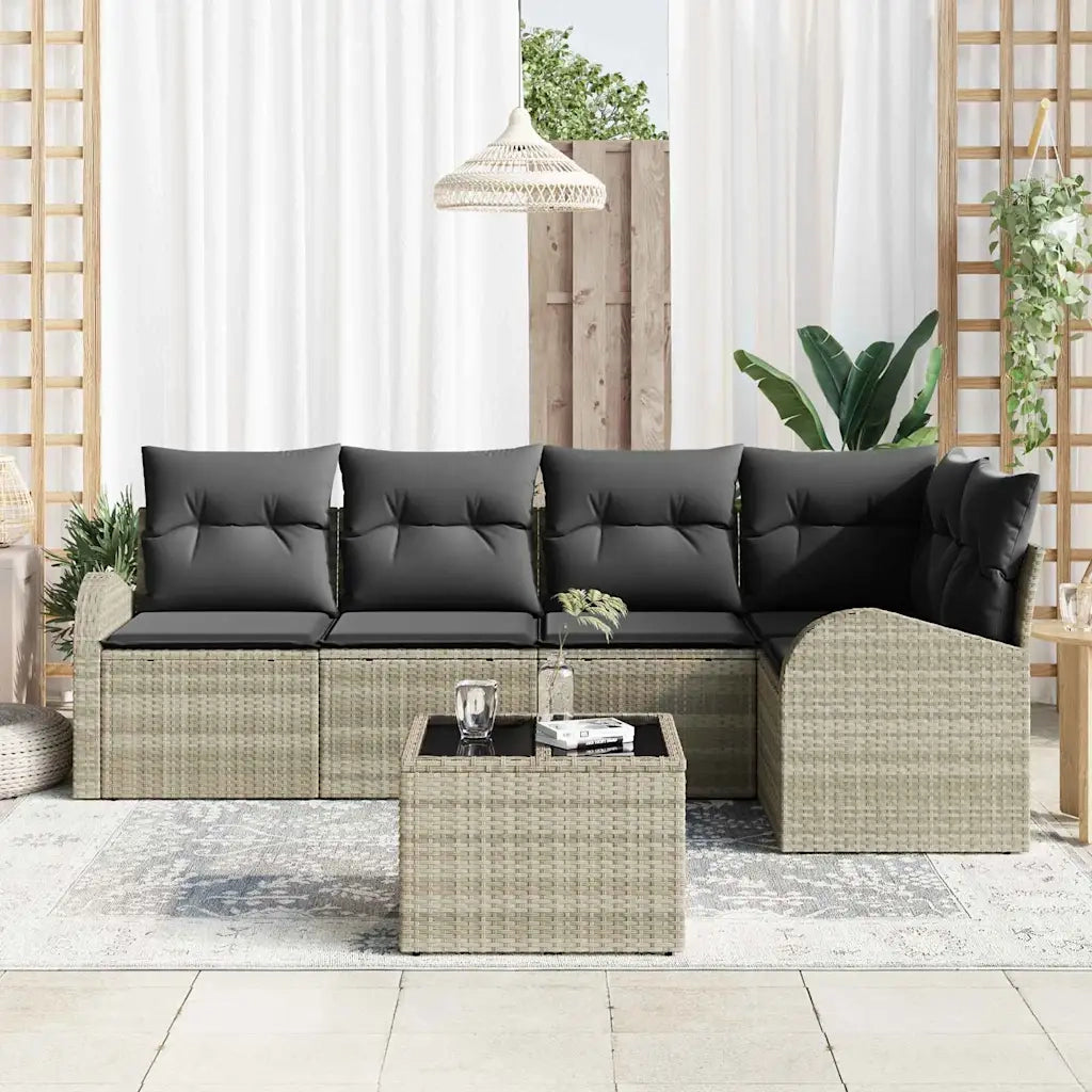 Set Divano da Giardino 6 pcs Grigio chiaro polyrattan 3354721