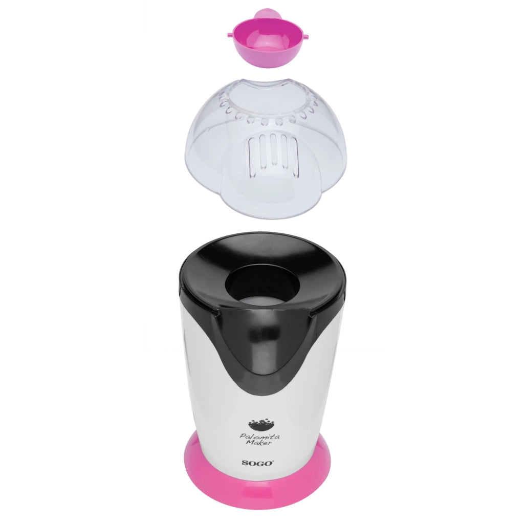 Macchina per popcorn elettrica 1200W, preparazione 3 minuti senza olio, base antiscivolo e coperchio removibile - SOGO