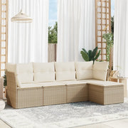 Set Divano da Giardino 5 pz con Cuscini Beige in Polyrattan 3217558