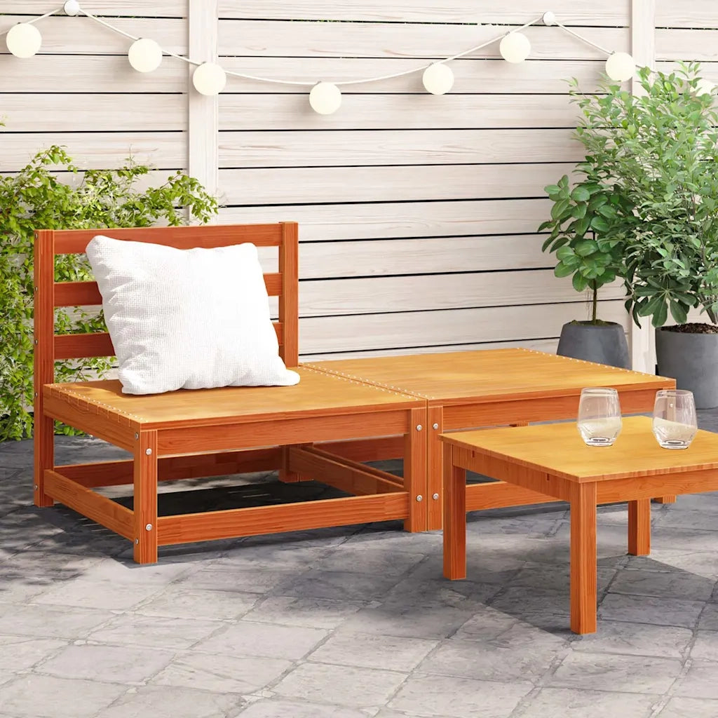 Divano senza Braccioli Giardino-Sofa da Giardino-Divanetto da esterno Poggiapiedi Marrone Cera Pino 791421