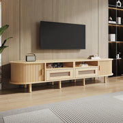 Mobile TV Ovale 170x40x40cm - Xylo - 2 Cassetti in Vimini, 2 Ante Scorrevoli, Legno