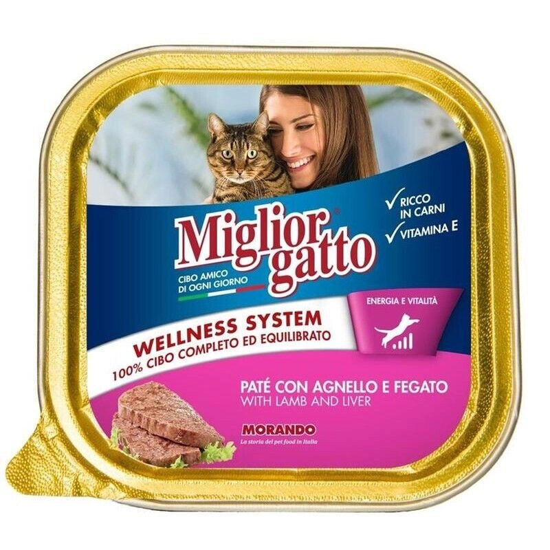 SET 32 CONFEZIONI MIGLIOR GATTO PATE' CON AGNELLO E FEGATO 100 GR