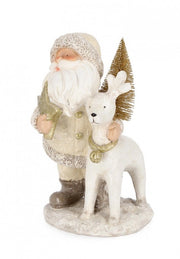 Decorazione Connie Babbo Natale bianco con renna