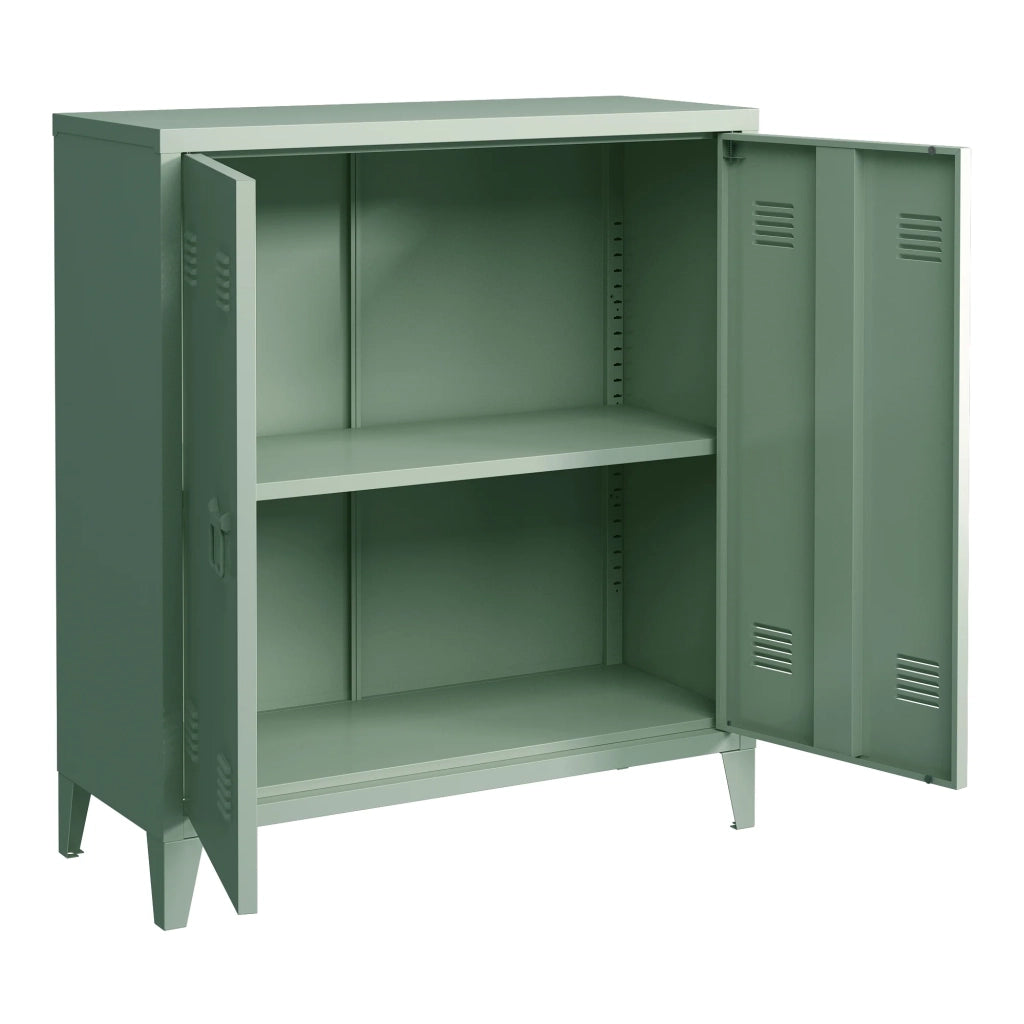 Armadio armadietto per ufficio mobiletto portaoggetti per ufficio officina camera da letto mobiletto per ufficio in metallo con 2 ante 90 x 80 x 33 cm verde pastello opaco 03_0006342
