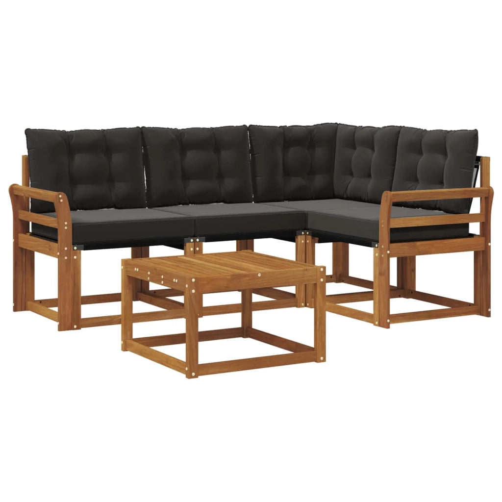 Set di divani da esterno con cuscino 5 pcs Naturale e Nero 3368643