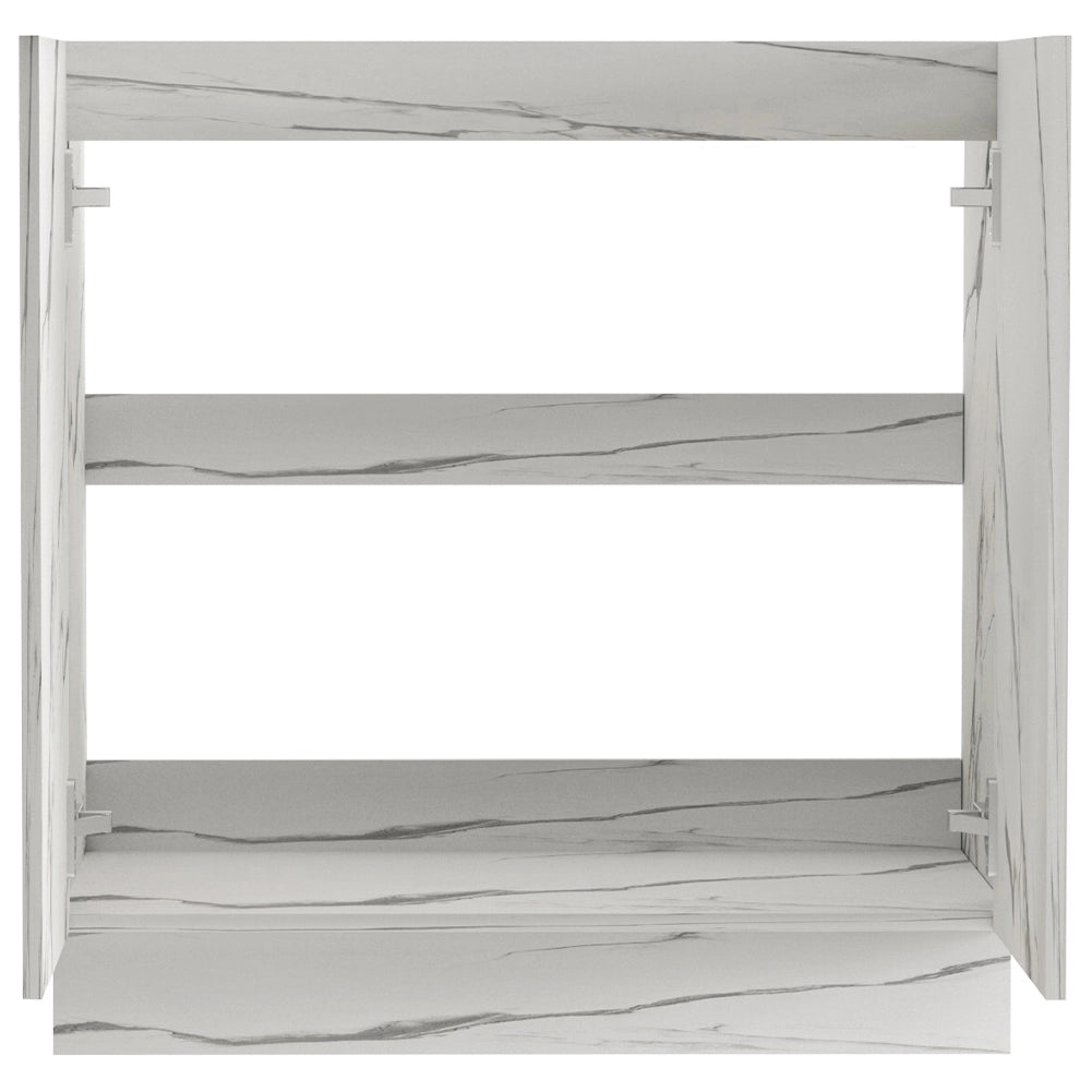 Mobile Cucina Sottolavello Componibile in Legno Colore Bianco Marmo 2 Ante 80cm