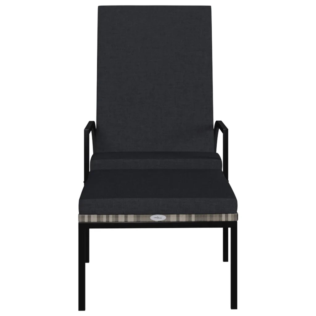 Lettino Prendisole con Poggiapiedi in Rattan PE Grigio 317630