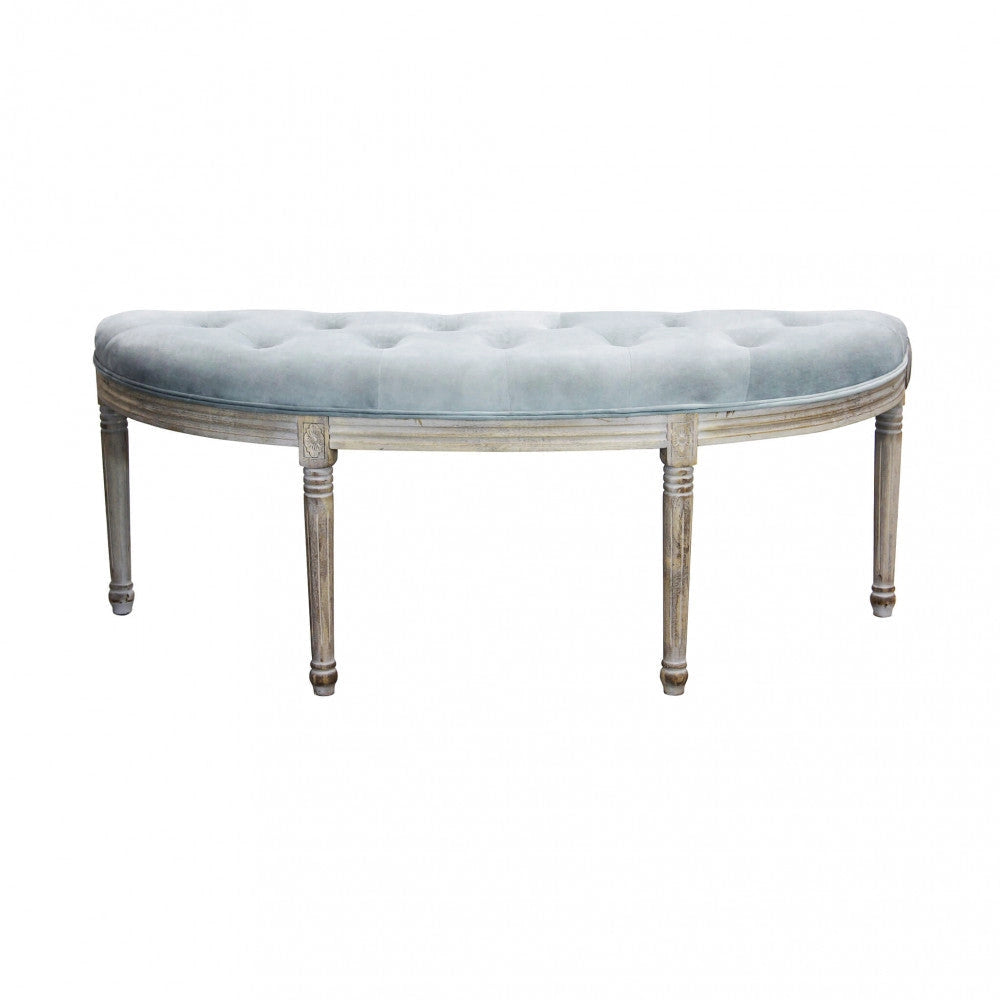 Panca Margi in Velluto Grigio 125x45x48 h cm in Legno Grigio