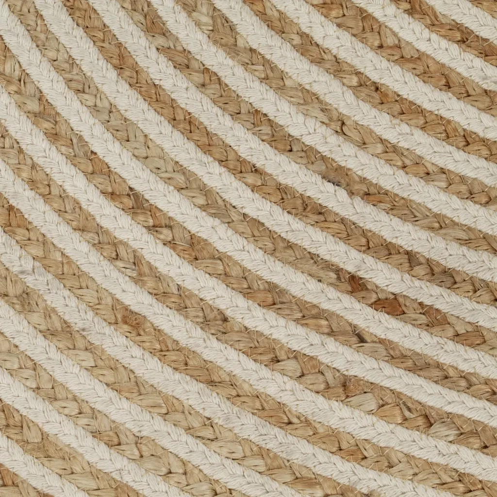 Tappeto Lavorato a Mano in Juta Design a Spirale Bianco 120 cm cod mxl 73026