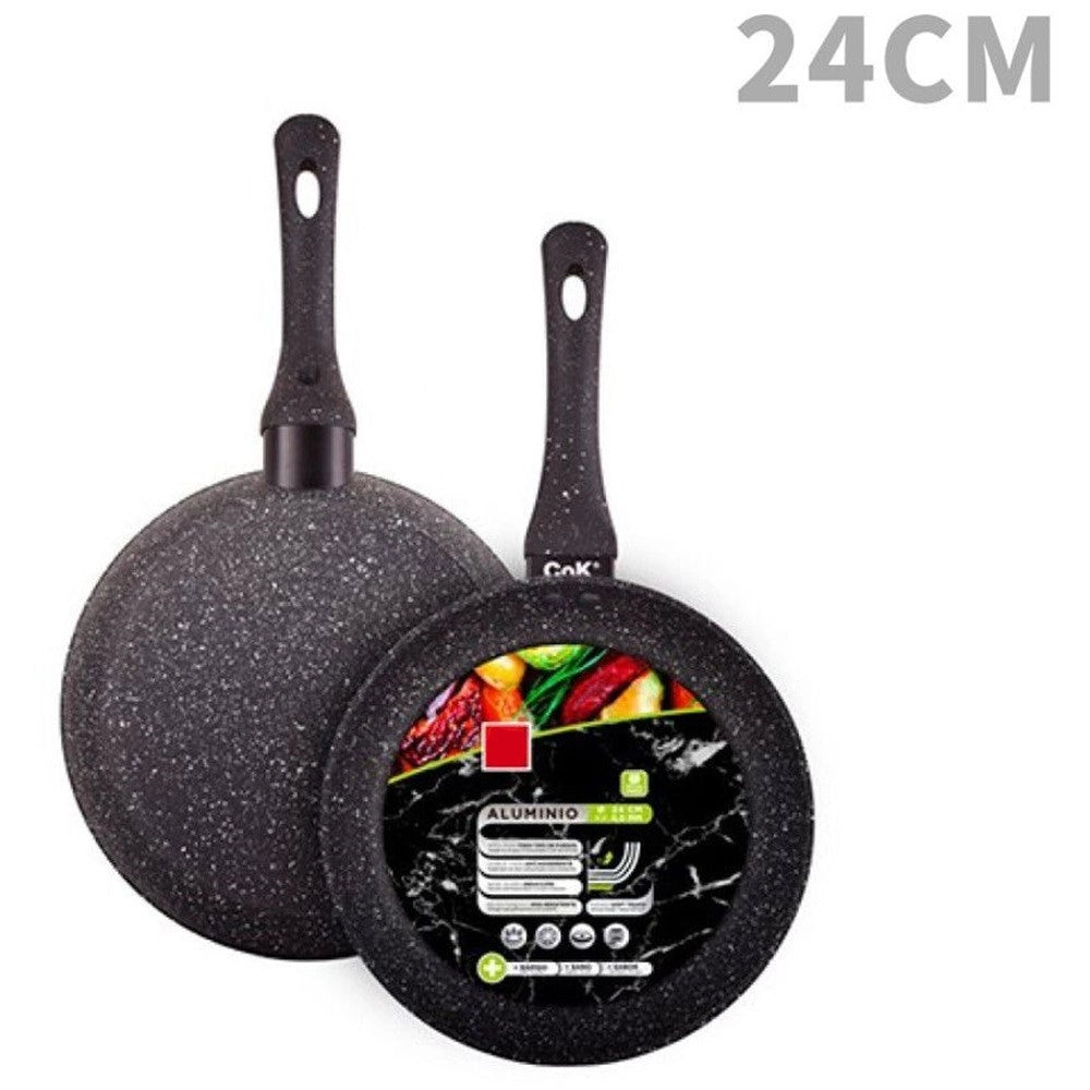 Trade Shop - Padella In Alluminio Con Rivestimento Antiaderente Effetto Pietra Nero Da ø20 A 32cm -    -diametro 24cm   -