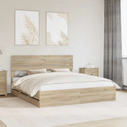 Struttura del letto con cassetto Rovere Sonoma 200 x 200 cm