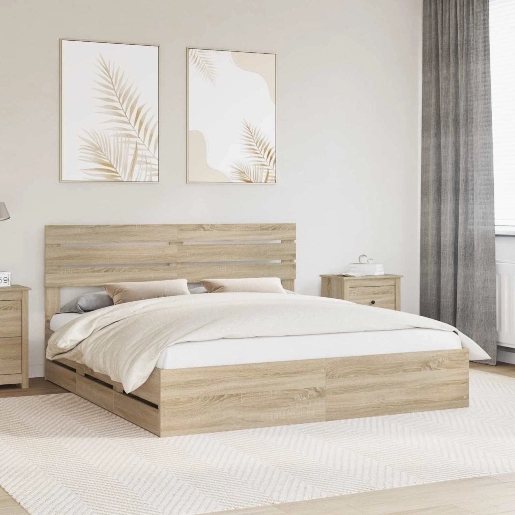 Struttura del letto con cassetto Rovere Sonoma 200 x 200 cm