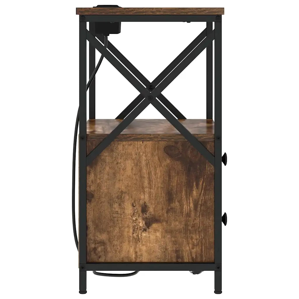 Set di 2 Comodini | Armadio da Notte | Mobiletto da notte con cassetto Rovere fum¨¦ 40 x 31 x 60 cm