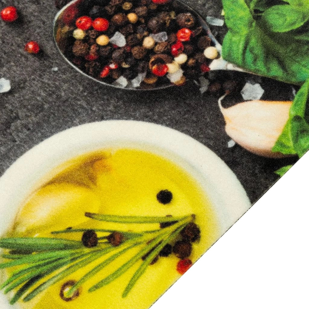 Tappetino da cucina lavabile con elegante stampa di spezie 150 x 45 cm velluto blu 02_0056447