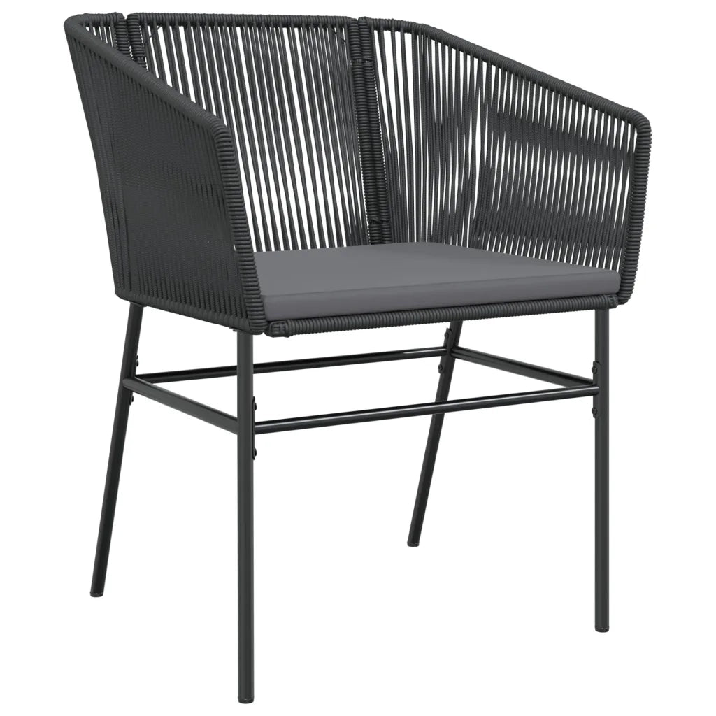 Sedie da Giardino con Cuscini 2 pz Nere in Polyrattan 369102