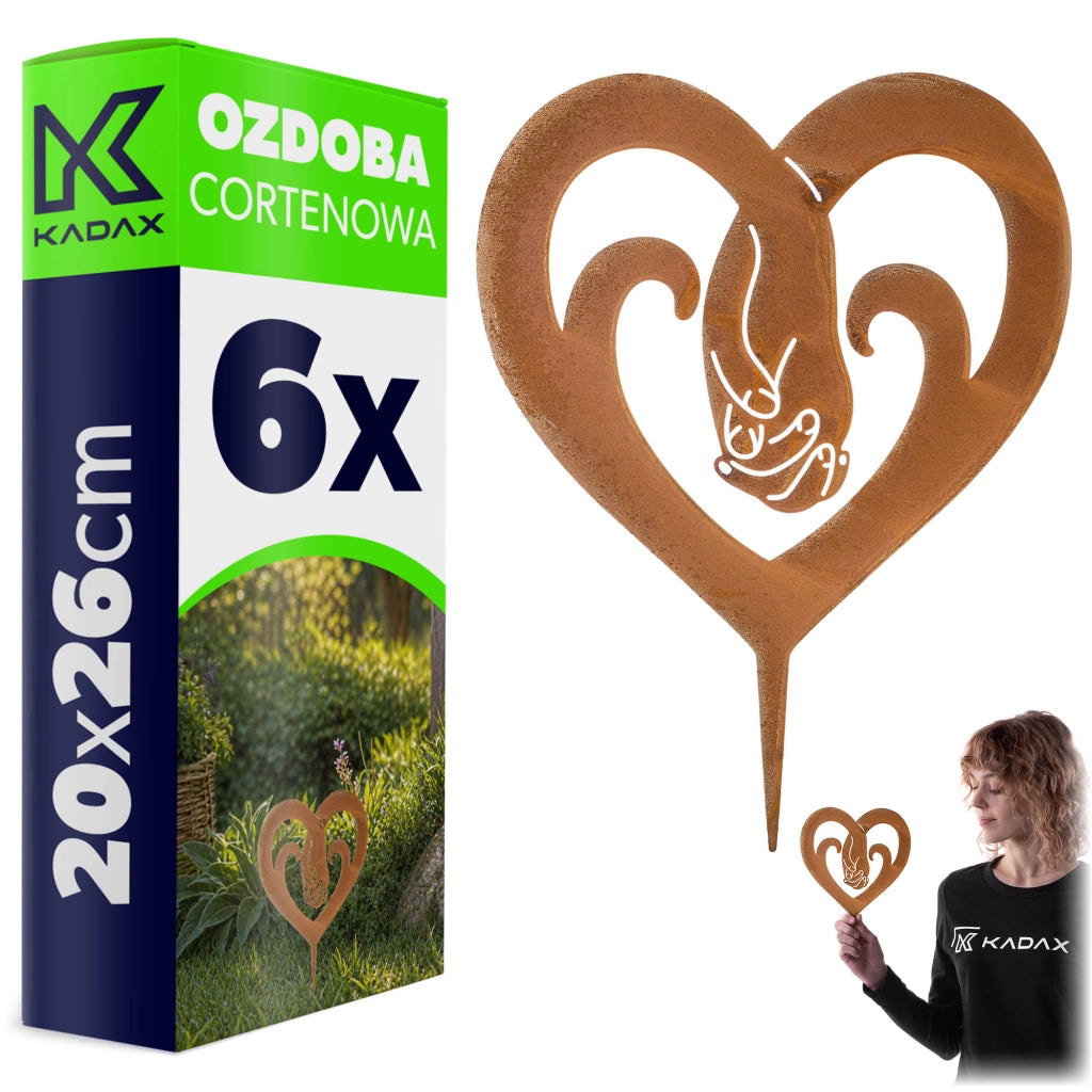 KADAX Ozdoba cortenowa Serce P25723 pakiet 6szt K1