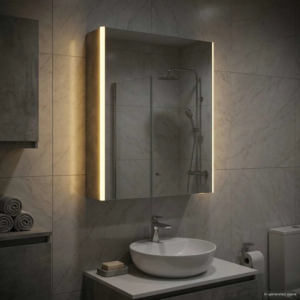 Mobiletto per specchio da bagno Grigio cemento