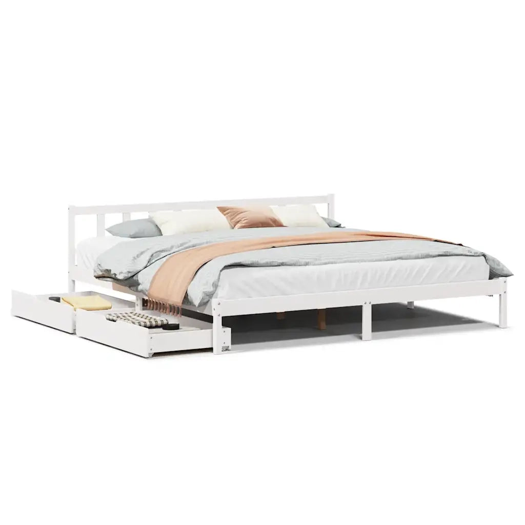 Letto senza Materasso-Struttura Letto Bianco 180x200 cm Legno Massello di Pino 723695