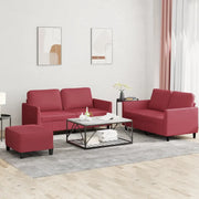 Set di Divani 3 pz con Cuscini Rosso Vino in Similpelle 3201758