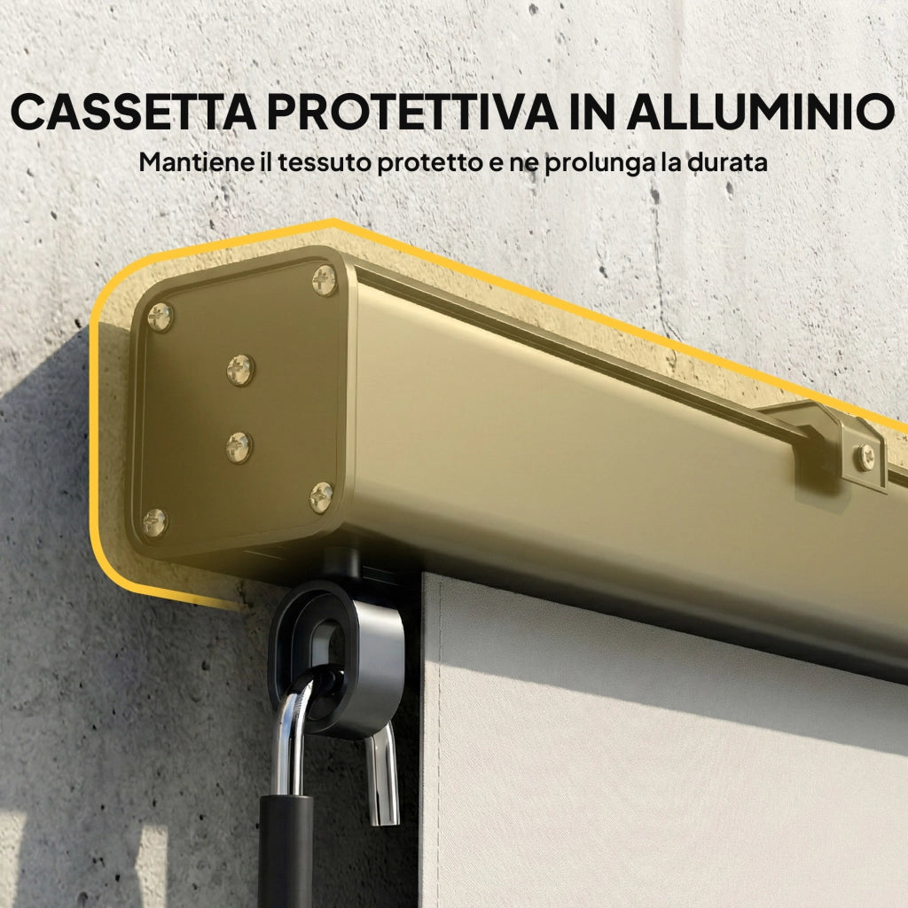 Tenda a Rullo Avvolgibile con Cassetta Alluminio ¨C zephmum ¨C 250x160 cm Bianco Crema