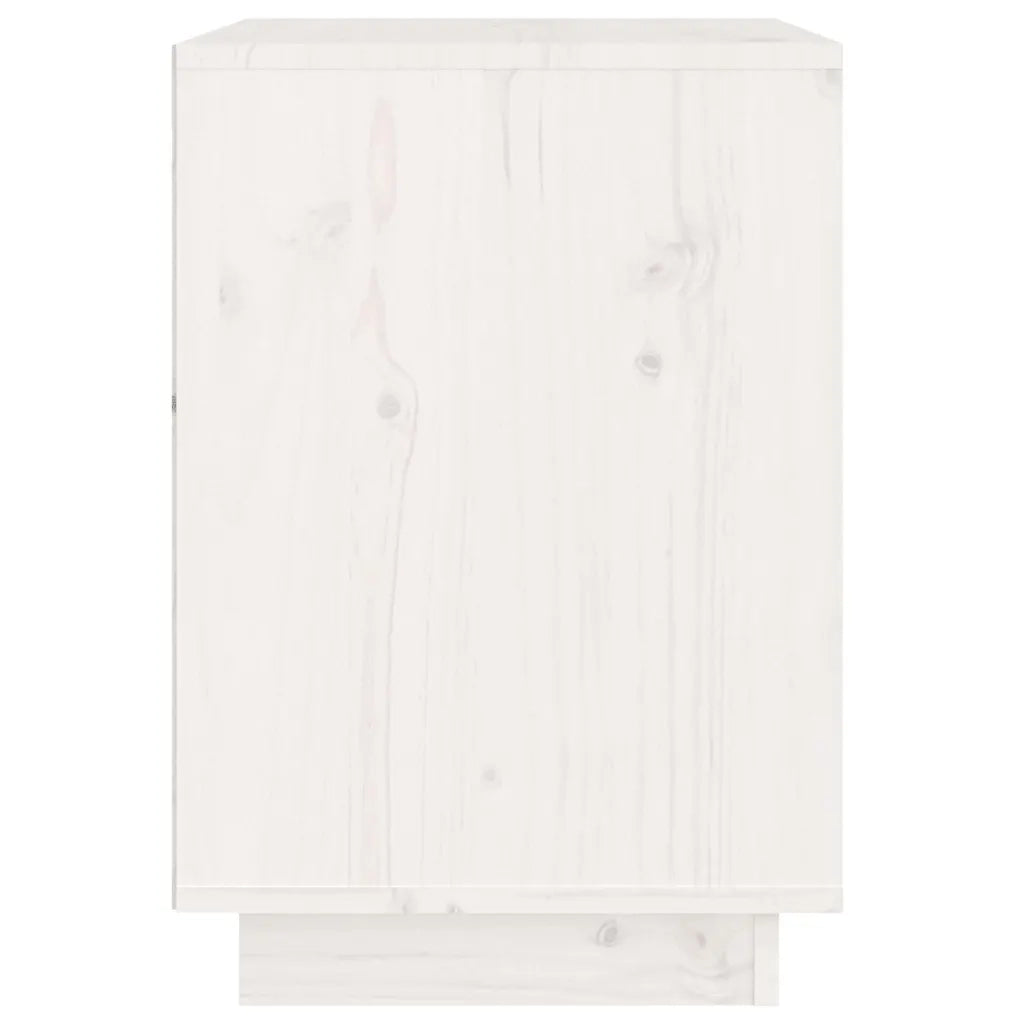 Comodino Bianco 40x35x50 cm in Legno Massello di Pino 813317