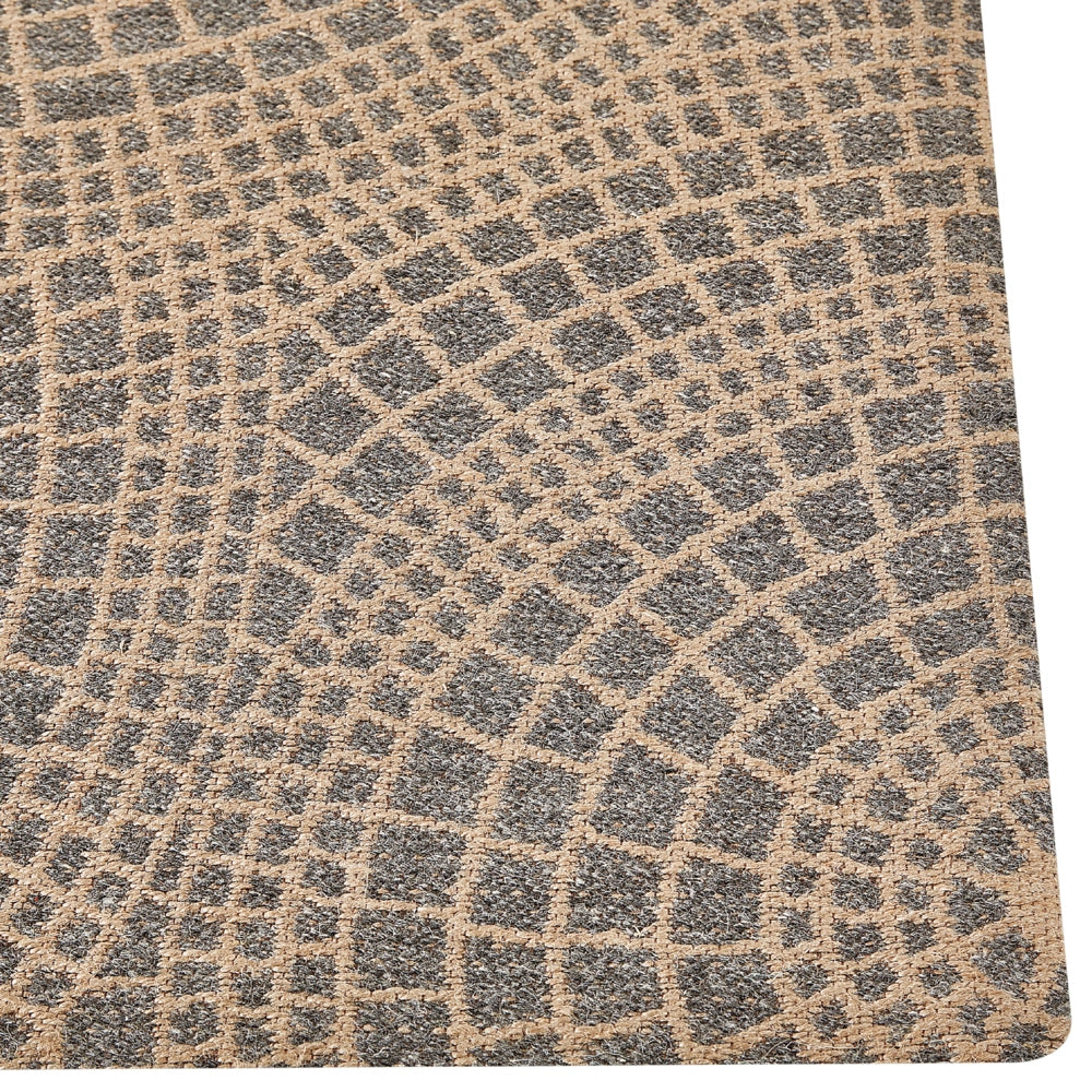 Tappeto da giardino beige e grigio in iuta 160 x 230 cm Rettangolare con motivo geometrico a trama piatta stile boho Camera da letto Soggiorno
