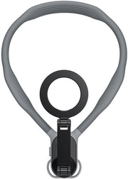 Otturatore magnetico grigio per collo, compatibile con dispositivi Apple, fissaggio rapido per registrazioni in prima persona.