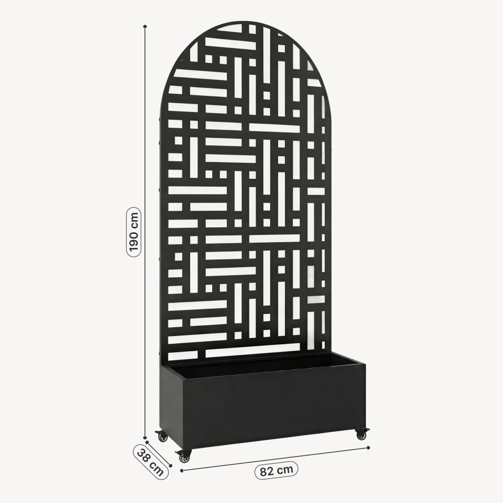Fioriera con Spalliera Arcuata Bernalda in Acciaio 190 x 82 x 38 cm - Nero casa.pro