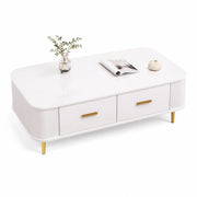 TAVOLINO DA CAFFÈ con 4 cassetti 105x51x38 cm Bianco MDF