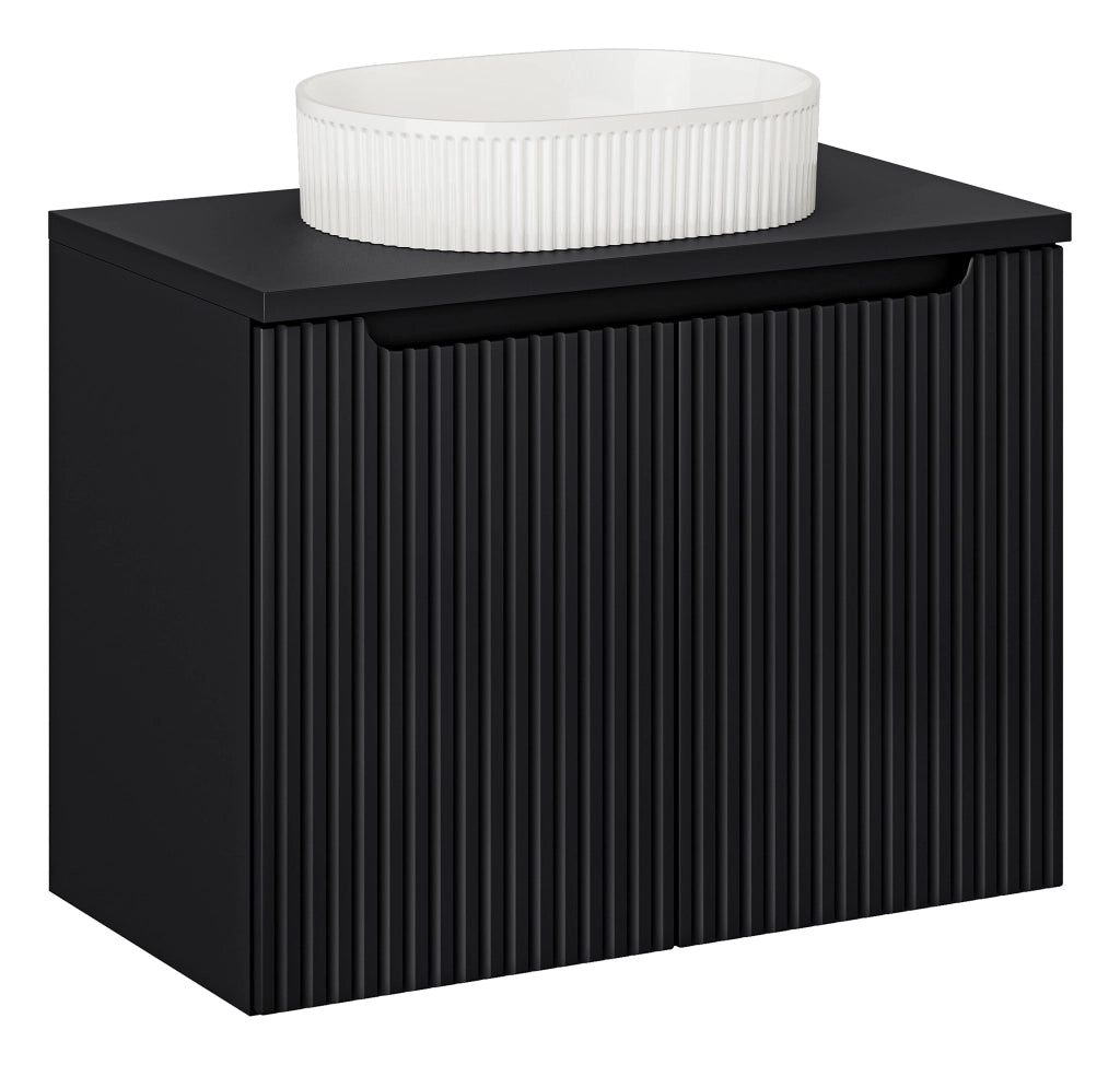 Set mobili bagno 80 cm con piano e lavabo da appoggio Beyond Nova Black 80 x 1401 x 40 cm