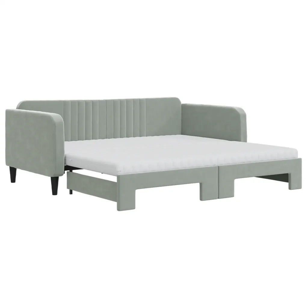Divano Letto Estraibile Materassi Grigio Chiaro 90x190 Velluto 3197100