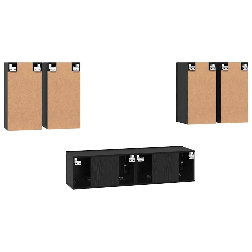 Set mobile TV Montaggio a parete Rovere Nero Legno multistrato 3393304