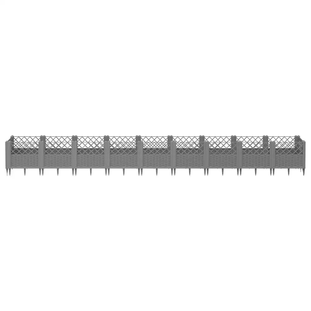 Fioriera | Cassetta per fiori | Vaso Giardino Picchetti Grigio Chiaro 363,5x43,5x43,5 cm PP