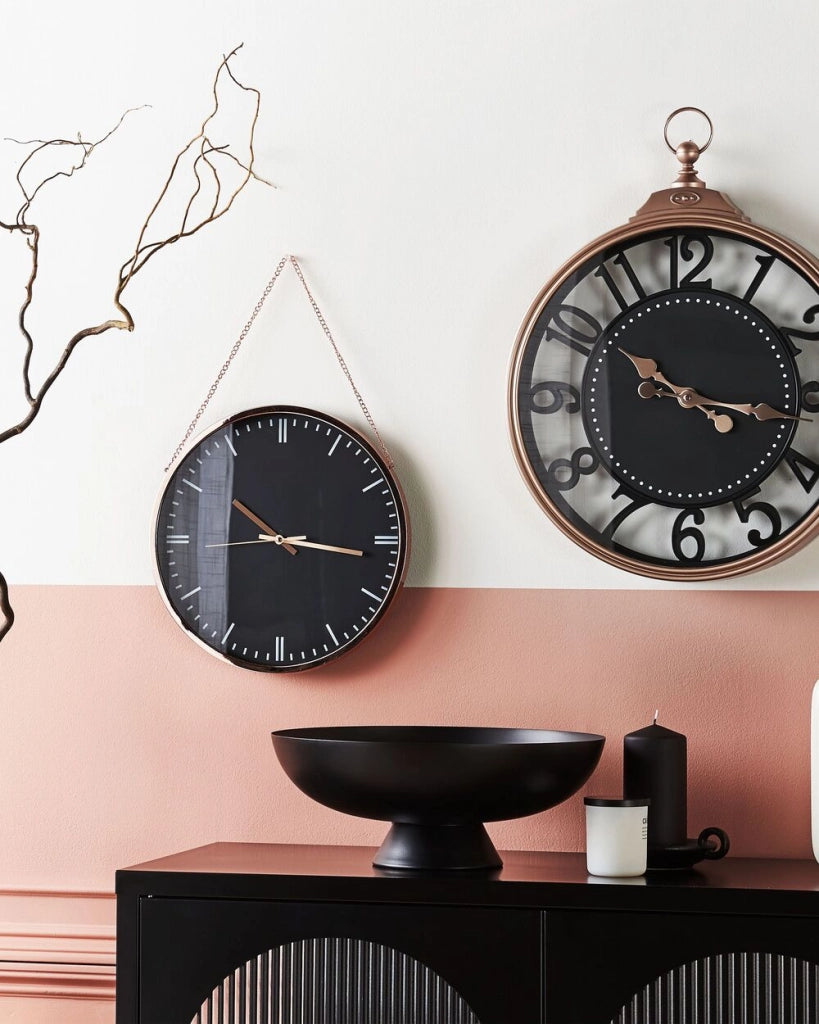Orologio da parete nero ramato in alluminio e materiale sintetico 30 cm stile moderno