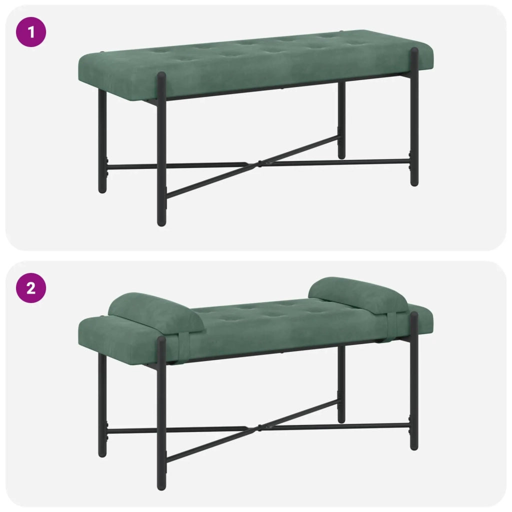 Panchina con bottoni e cuscini Verde Mare 110 x 40 x 46 cm 42038396