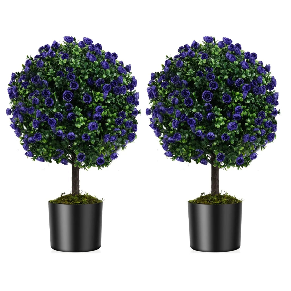 Set di 2 cespugli di rose artificiali topiaria 55 x 15 x 13 cm facile manutenzione design moderno in polietilene verde viola 20_0012400