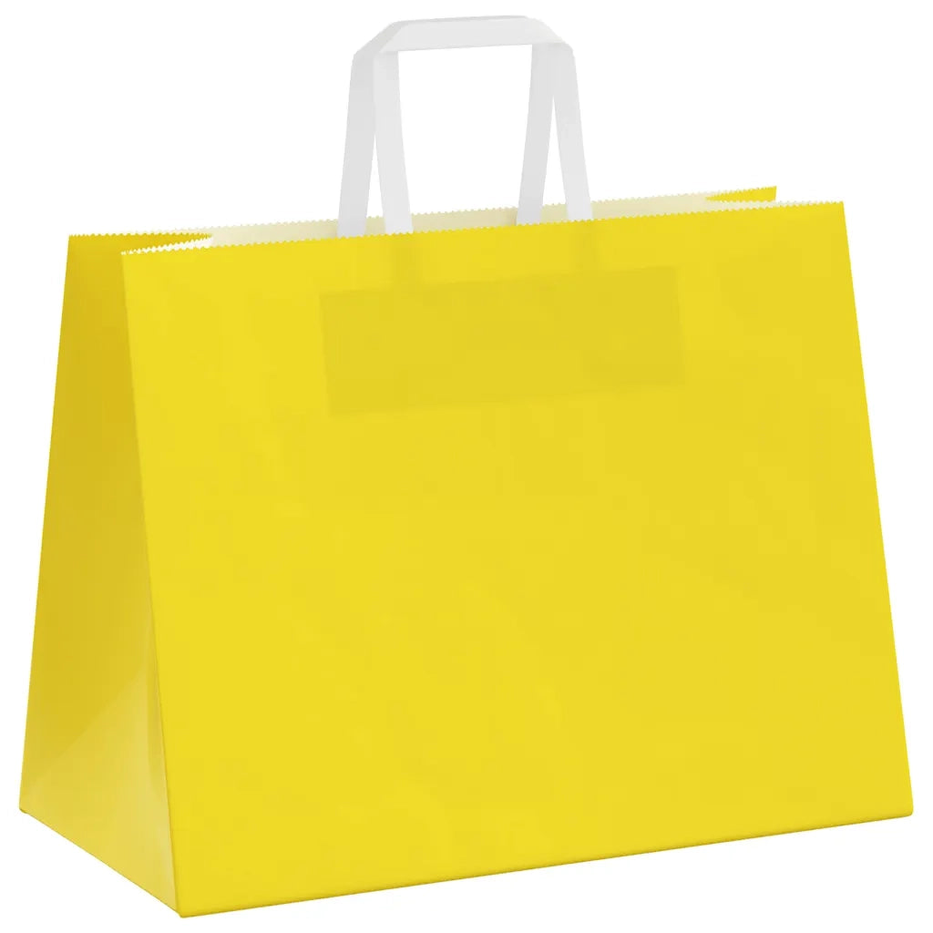 vidaXL Sacchetti di Carta 250 pz con Manici Gialli 32x17x25 cm