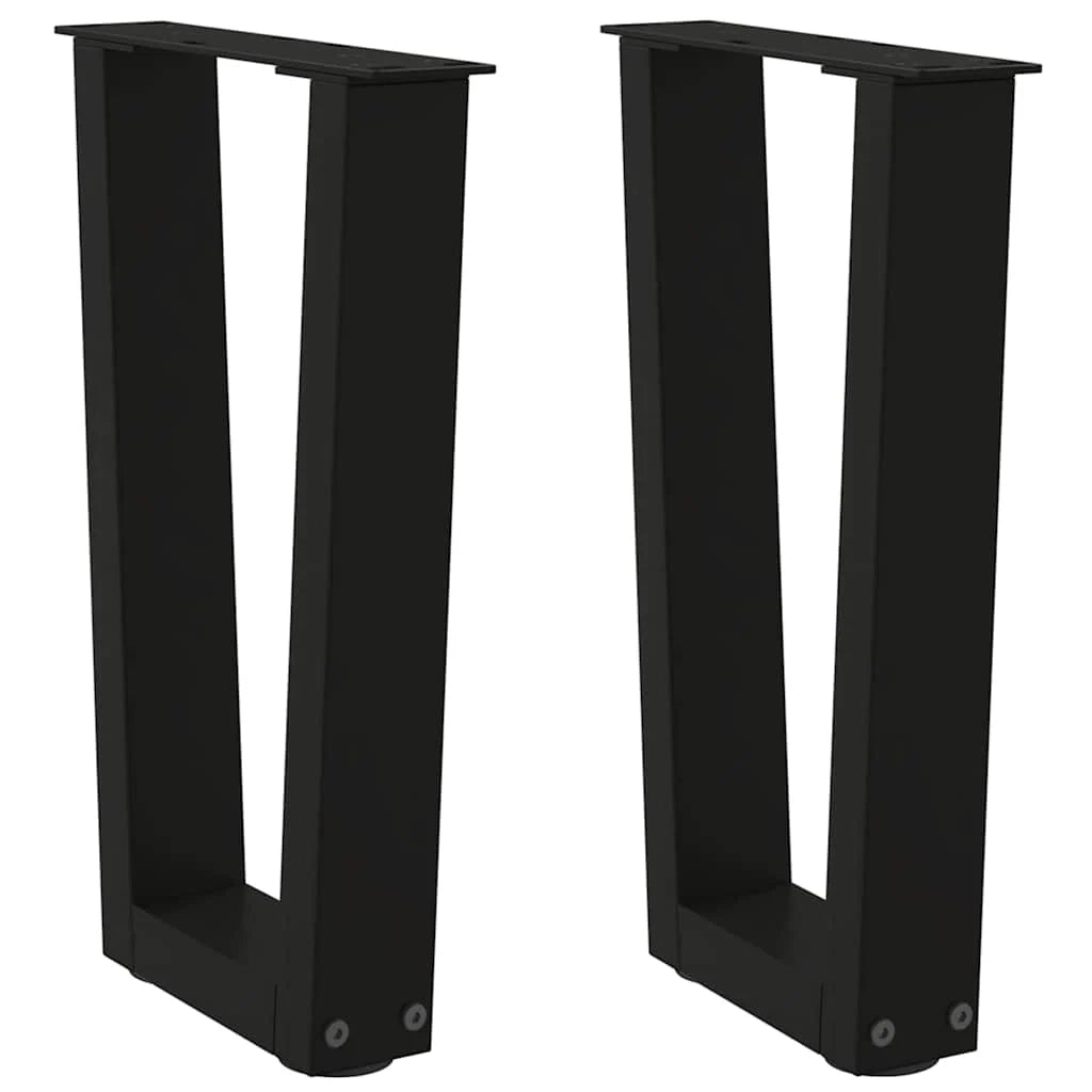 Set di 2 gambe regolabili per tavolino da caffè a forma di V 28 x 42-43,3 cm acciaio nero 02_0056908