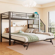 Letto a Castello con Scaletta e Contenitore ¨C Xylo ¨C Metallo Nero 90x200 / 180x200
