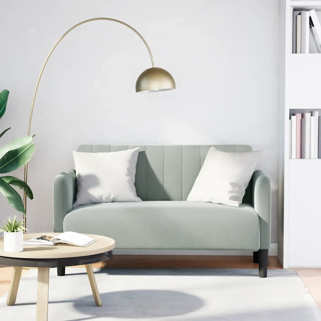 Divano Divanetto Grigio Chiaro 109 cm in Velluto 4100587