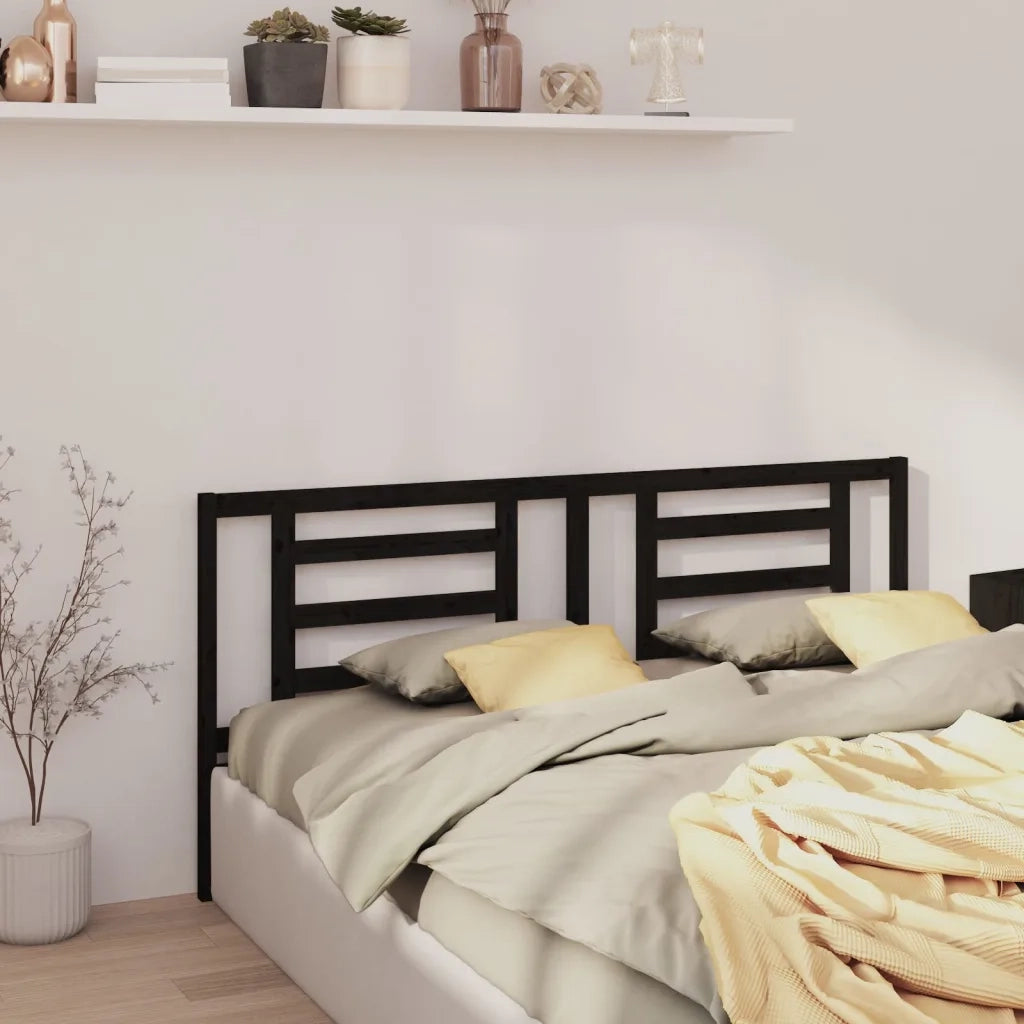 Testiera | Testata per Letto Nera 206x4x100 cm in Legno Massello di Pino