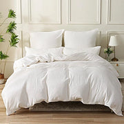 Set di lenzuola a mousse 155 x 220 cm di cotone, composto da 1 coperta e 1 cuscino con chiusura a zip, Oeko-Tex, bianco.