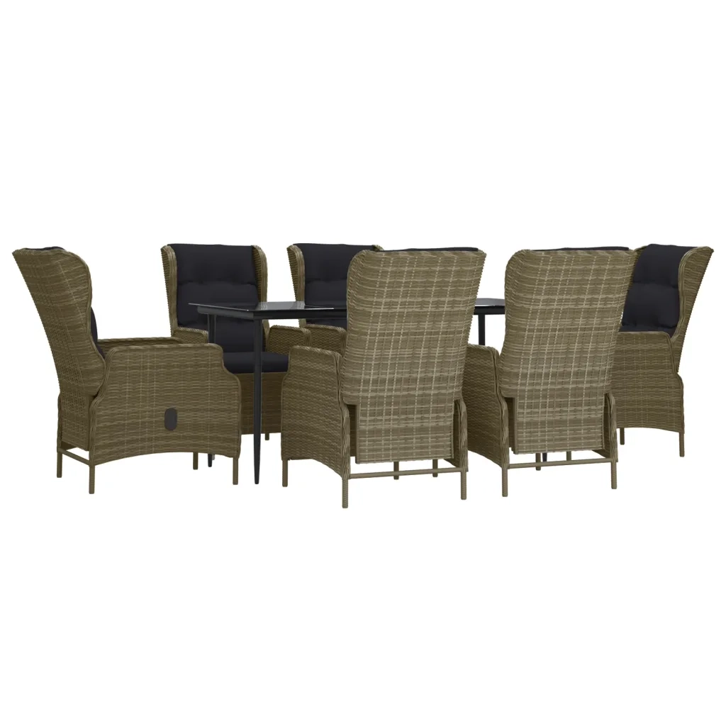 Set da Pranzo da Giardino 7 pz Marrone in Polyrattan cod mxl 43679